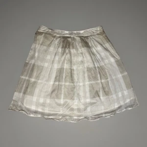 Gonna plissettata Burberry London beige quadri 100% cotone Italia taglia UK12 US10 - Foto 1 di 9