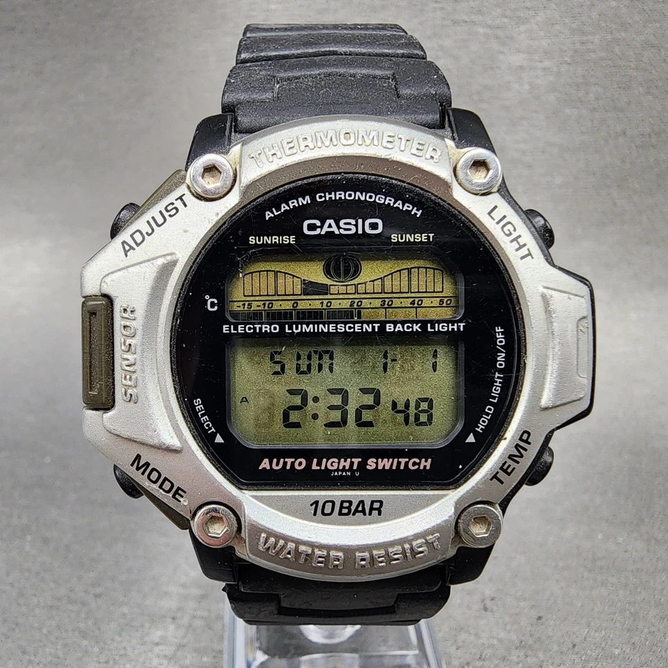 Casio Pro Trek PRT-11 Reloj Hombre 48mm Digital Negro Plata Termómetro Nuevo Batt Foto 1 de 1