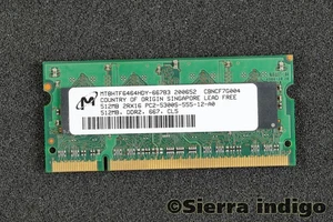 Micron MT8HTF6464HDY-667B3 512MB 2Rx16 PC2-5300S-555-12-AO SODIMM Memory RAM - Picture 1 of 1