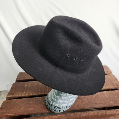VTG 100% Felt Wool Fedora Top Hat Black K Pop Medium Made In USA - Image 1 of 4