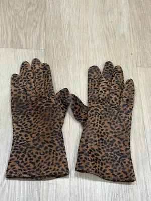 Guantes para mujer marrón con estampado de leopardo talla pequeña concha 100 % cuero  Foto 1 de 4