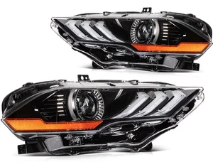 For 2018-2023 Ford Mustang Projector LED Headlight Black w/LED DRL Left+Right - Picture 1 of 11