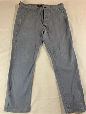 Forever 21 裤子男式 32 蓝灰色弹力平前直筒斜纹布经典 — 第 1/4 张图片