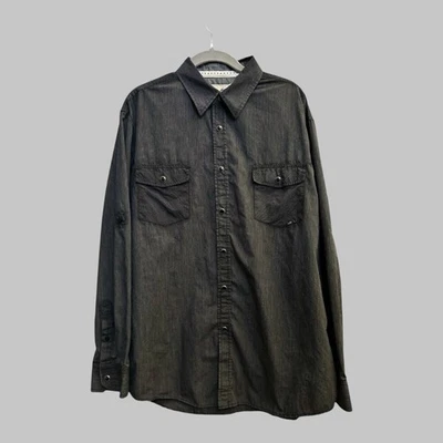 Coastal Men’s Modern Cowboy Western Wear Shirt Snap Up Black Pin Stripe XL - Image 1 of 4