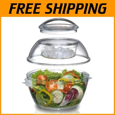 Acrylic Salad To Go Bowl, 5.5 Qt. with Ice Chamber - Image 1 of 4