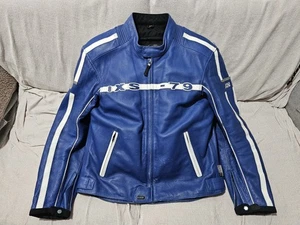 IXS Leather Jacket Blue 44UK/54EU Cafe Racer, Great Condition, Retro - Picture 1 of 7