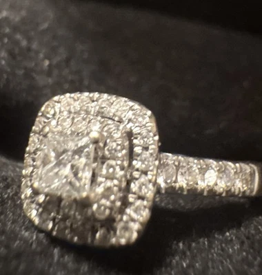 Diamond Engagement Ring 1/2 ct tw Princess & Round-Cut 14K White Gold - Image 1 of 4