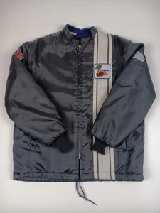 Vintage Ford Mustang Cobra Racing Jacket Size Large Black Blue Fur Lined  - Picture 1 of 20