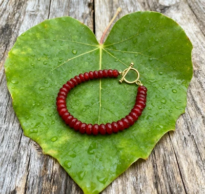 Natural Carnelian Dainty Bracelet Reiki Healing Crystal Red Gemstone Bracelet - Image 1 of 4