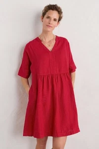 Seasalt Women's Dress - red Draw Kiln Linen Dress - Petite - Rudder - Picture 1 of 6