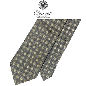 Cravatta Charvet Place Vendome - cravatta francese seta geometrica argento oliva 2 toni - Foto 1 di 12
