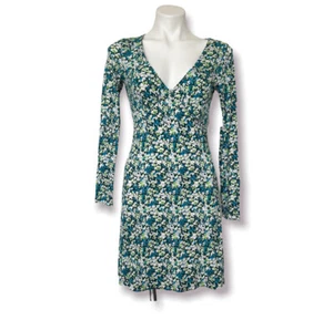BP Floral Damen Kleid XXSMALL Langarm Aqua Blau Grün - Bild 1 von 9