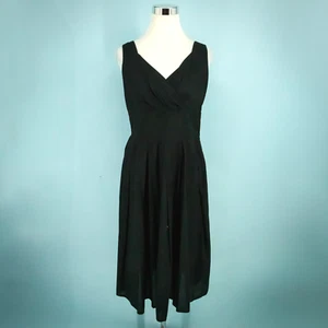 Vestido midi Lazybones Anthropologie talla grande L negro cuello en V acampanado sin mangas - Imagen 1 de 5