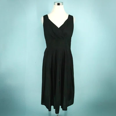 Vestido midi Lazybones Anthropologie talla grande L negro cuello en V acampanado sin mangas Foto 1 de 4
