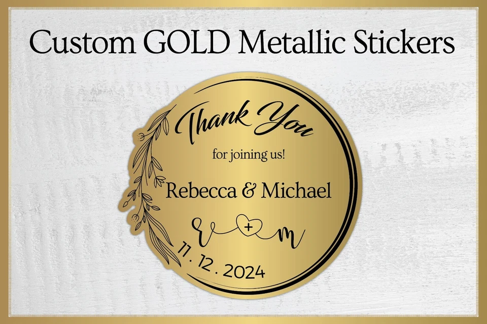 Custom Waterproof Metallic Gold Stickers  Custom Gold Foil Labels  Gold Stickers - Image 1 of 4