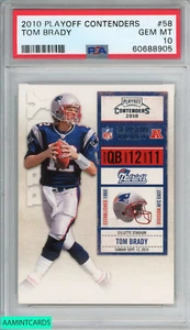 2010 PLAYOFF CONTENDERS TOM BRADY #58 NEW ENGLAND PATRIOTS PSA 10 GEM MT - Picture 1 of 3