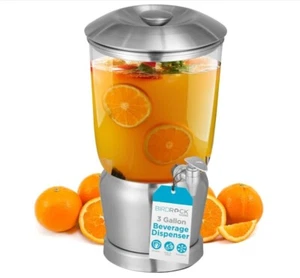 BIRDROCK HOME 3 Gal Stainless Steel Beverage Dispenser w/ Ice Container & Spigot - Picture 1 of 7