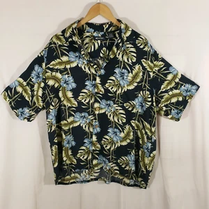 PURITAN L (42-44) blaues kurzärmliges Camp Tropical Hawaiihemd mit Knopfleiste - Bild 1 von 10
