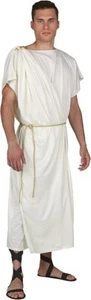 Herren Römer Toga Outfit für Halloween & Cosplay, Griechischer Gott Kostüm mit Goldseil - Bild 1 von 2
