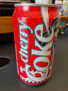 Vintage 1989 Cherry Coke Pop Art Aluminum Can - Empty - Red & Teal - VG Cond - Foto 1 di 6