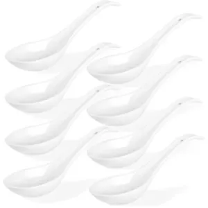 Soup Spoons Ceramic Chinese Soup Spoons Asian Soup Spoons White Japanese Spoo... - Picture 1 of 9