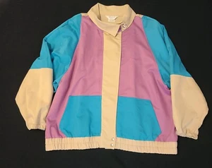 Vintage 80er hellbraune Jay Jacke Damen 22 W XXL Blockfarben New Wave einzigartiger Kragen USA - Bild 1 von 22