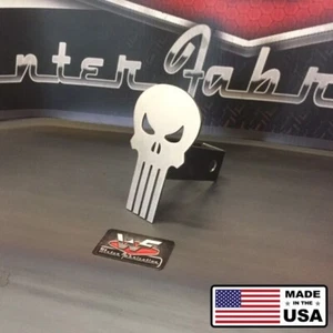 Cubierta de enganche de calavera Punisher - estilo cómico - acero de 1/8" - remolque Reese personalizado - Imagen 1 de 1