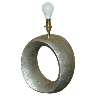 FULLY RESTORED DECORATIVE OVAL GREY STONE AFFECT TABLE LAMP WITH NEW FITTINGS - Image 1 of 4