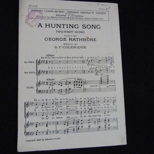 partitura corale A HUNTING SONG GEORGE RATHBONE CANZONE IN DUE PARTI - Foto 1 di 1