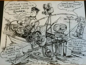 Penna/matita vintage anni 60 OOAK Arthur Rienecker disegno artistico pescatore Roy's Rangers - Foto 1 di 9