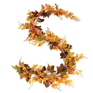 2 Pack Fall Garland Maple Leaf, 6.5 Ft/Piece Hanging Vine Garland Artificial - Picture 1 of 8