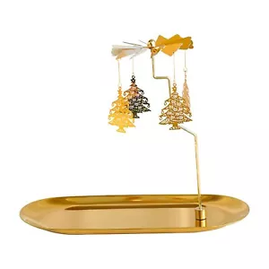 Spinning Candle Holder With Tray Glod Carousel Candle Spinner Rotating Metal Tea - Picture 1 of 6