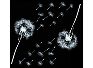 Dandelion 2 pcs 4 Inch White Fused Glass Decals - Picture 1 of 2