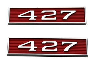 2Pcs 427 Engine Hood Scoop Emblems Badges 3D Decals Stickers Trucks Chrome Red - Picture 1 of 5