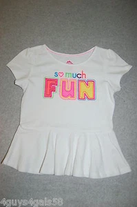 Girls WHITE Skirted Tee Shirt SO MUCH FUN Embroidered PINK Purple YELLOW Size 6 - Picture 1 of 1