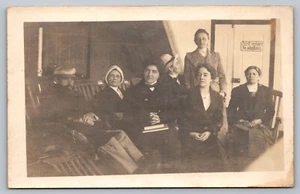 Postcard People in Waiting Room No Admittance Sign Real Photo RPPC - Picture 1 of 2