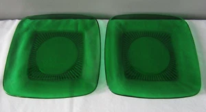 Juego de 2 platos de almuerzo cuadrados verdes de colección Fire King Anchor Hocking bosque - Imagen 1 de 3