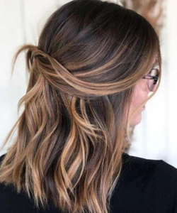 Peluca Bob corta resaltada marrón hasta los hombros pelucas de cabello humano en capas de agua - Imagen 1 de 5