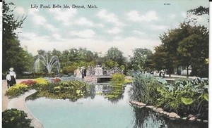 Lily Pond, Belle Isle Park, Detroit, Mich. 1910er unbenutzte Karte, Ladies Strolling - Bild 1 von 2