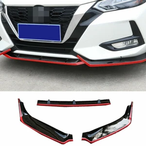 For 2016-19 Nissan Sentra Sylphy Red+Black Front Bumper Lip Spoiler Splitter 3X - Bild 1 von 7