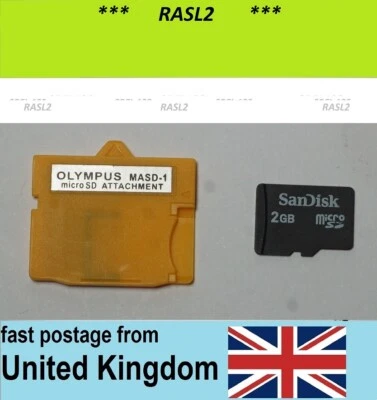 Memory Card Adapter & 2GB Card For Olympus Camera u 1050 850 SW,FE SP,tough 8000 - Image 1 of 2