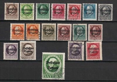 Bayern 1919 ☀ Michel Nr. 116/130 A + 132 A + 134/135 A - 117 Eur ☀ Used - Image 1 of 2