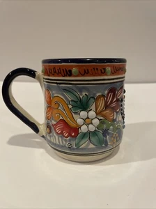 Talavera Mexican Pottery Coffee Mug Tea Cup Hand Painted Flowers La Hacienda - Imagen 1 de 11
