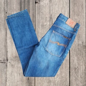 Nudie Mens Blue Grim Tim Slim Straight Denim Jeans W30L29 - Imagen 1 de 7
