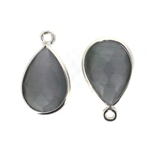 Einfassung Edelstein Anhänger Sterlingsilber grau Monalisa-kleine Träne-10x14mm (2 Stck.) - Bild 1 von 3