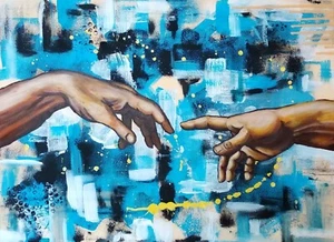 "Abstract Creation"-Original Abstract Acrylic Hands Painting Wall Art 50x70cm - Picture 1 of 5