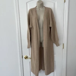Brillt Beige L Knit Long Jacket Cardigan Coat Long Sleeve Open Front - Picture 1 of 14