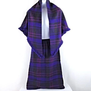 VTG JG Petite Collection By Joyce Sz 5-6 Womens Skirt & Shawl Wool Blend Plaid - Picture 1 of 9