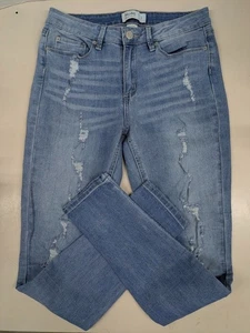 Mudd Jeans Gr. 7 Flex Stretch Distressed High Rise Blue Jeans Junior Mädchen - Bild 1 von 6