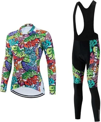 (Vendedor de EE. UU.) Conjunto de camisa de bicicleta de manga larga para mujer + juego de babero Foto 1 de 4